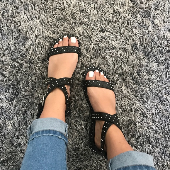 Black studded cross sandals - Picture 4 of 6